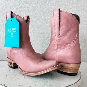 Lane Pink Leather Western Ankle Booties